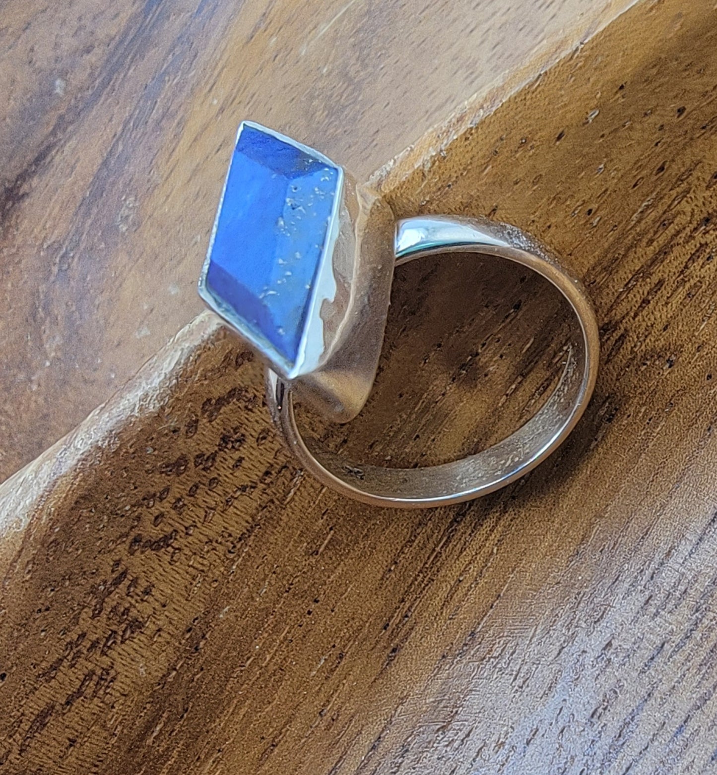 Lapis Kite Shaped Geometric Statement Ring Size 7.5
