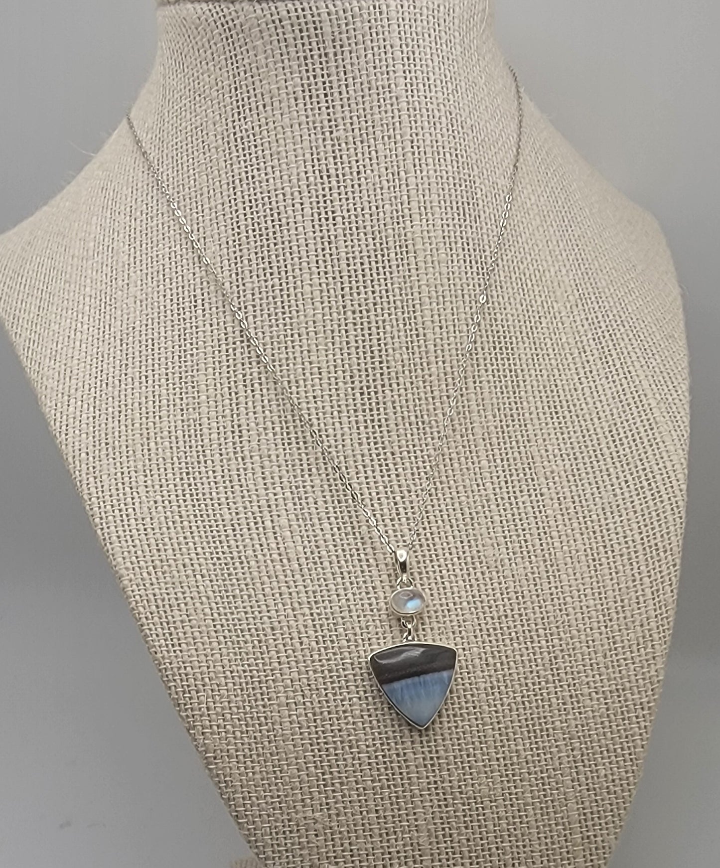 Blue Opal and Moonstone 925 Sterling Silver Pendant