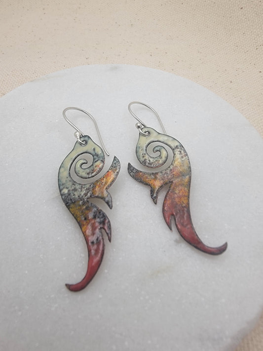 Enameled Copper Earrings